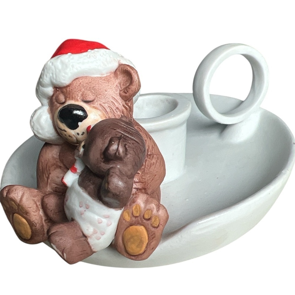 Christmas vintage teddy Bear Candle Holder